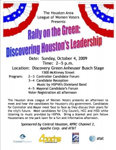 Candidate rally at Discovery Green